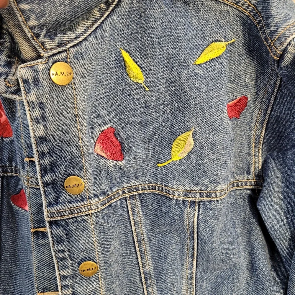 Denim Jacket Women's Embroidered Size M Fashion Fall Wear A.M.I Brand - Picture 4 of 7